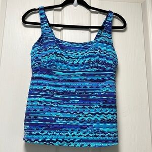 LANDS END Tankini Swim Top Teal/Purple Sz 10P